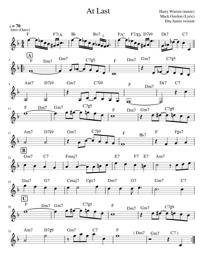 At Last Sheet music for Piano (Solo) | Musescore.com