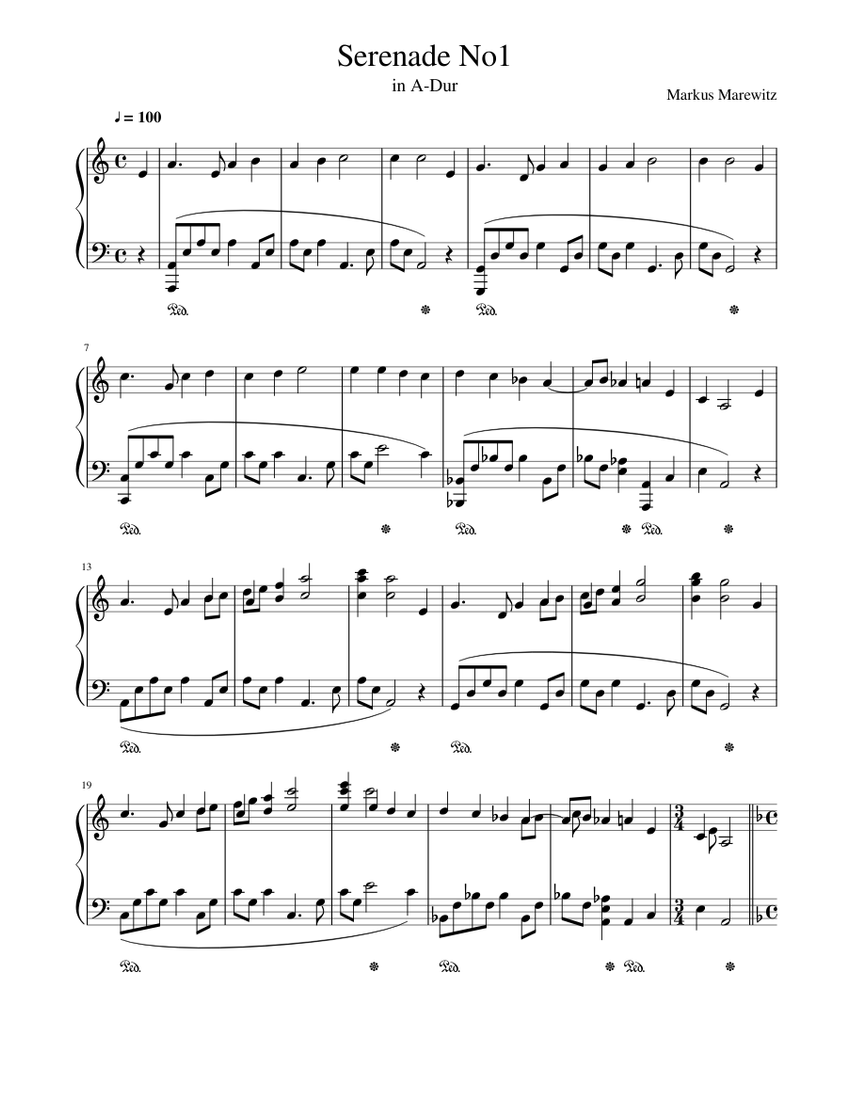 Serenade No.1 Sheet music for Piano (Solo)