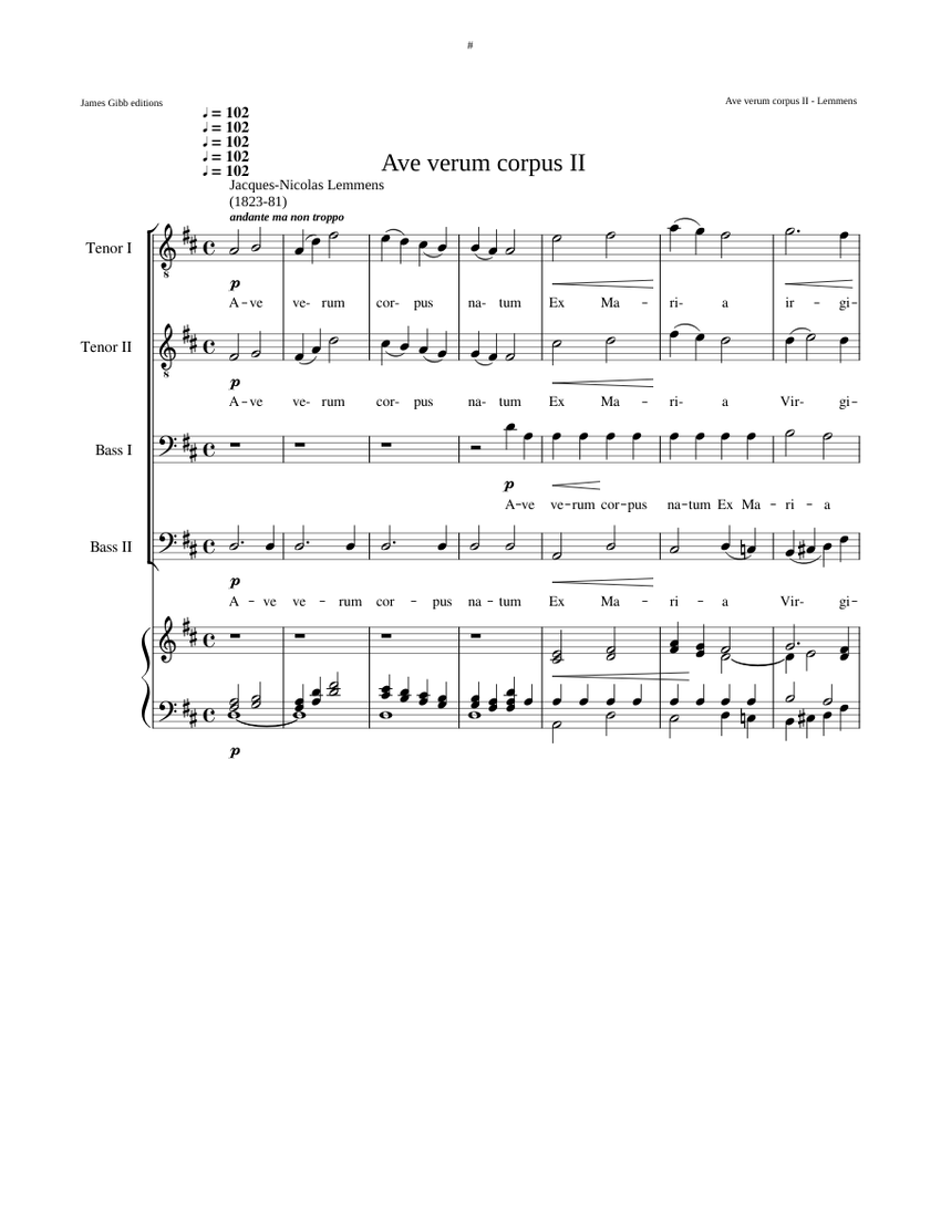 Ave verum corpus II - Jacques-Nicolas Lemmens Sheet music for Organ ...