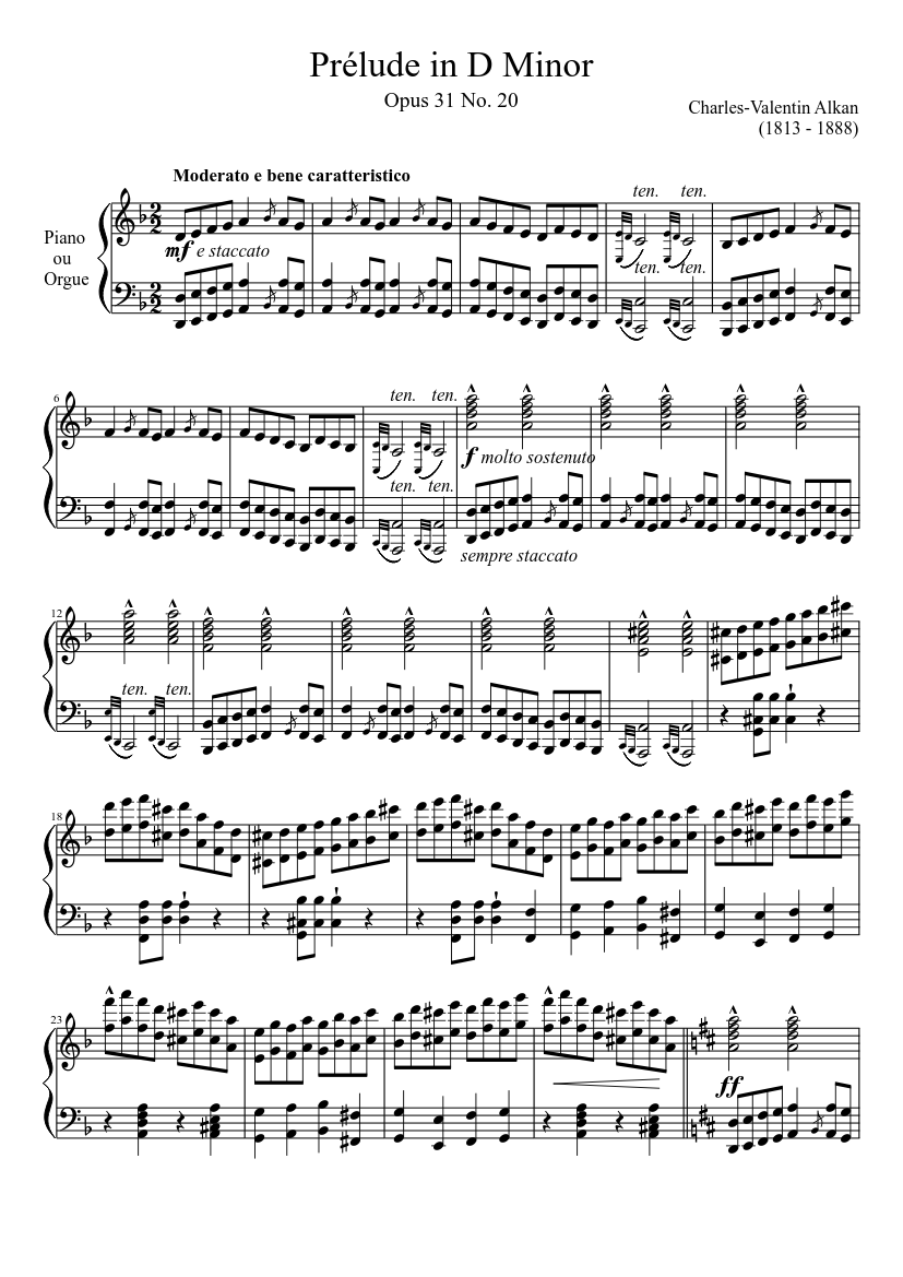 Prélude Opus 31 No. 20 in D Minor 楽譜 ピアノ (ソロ) | MuseScore.com