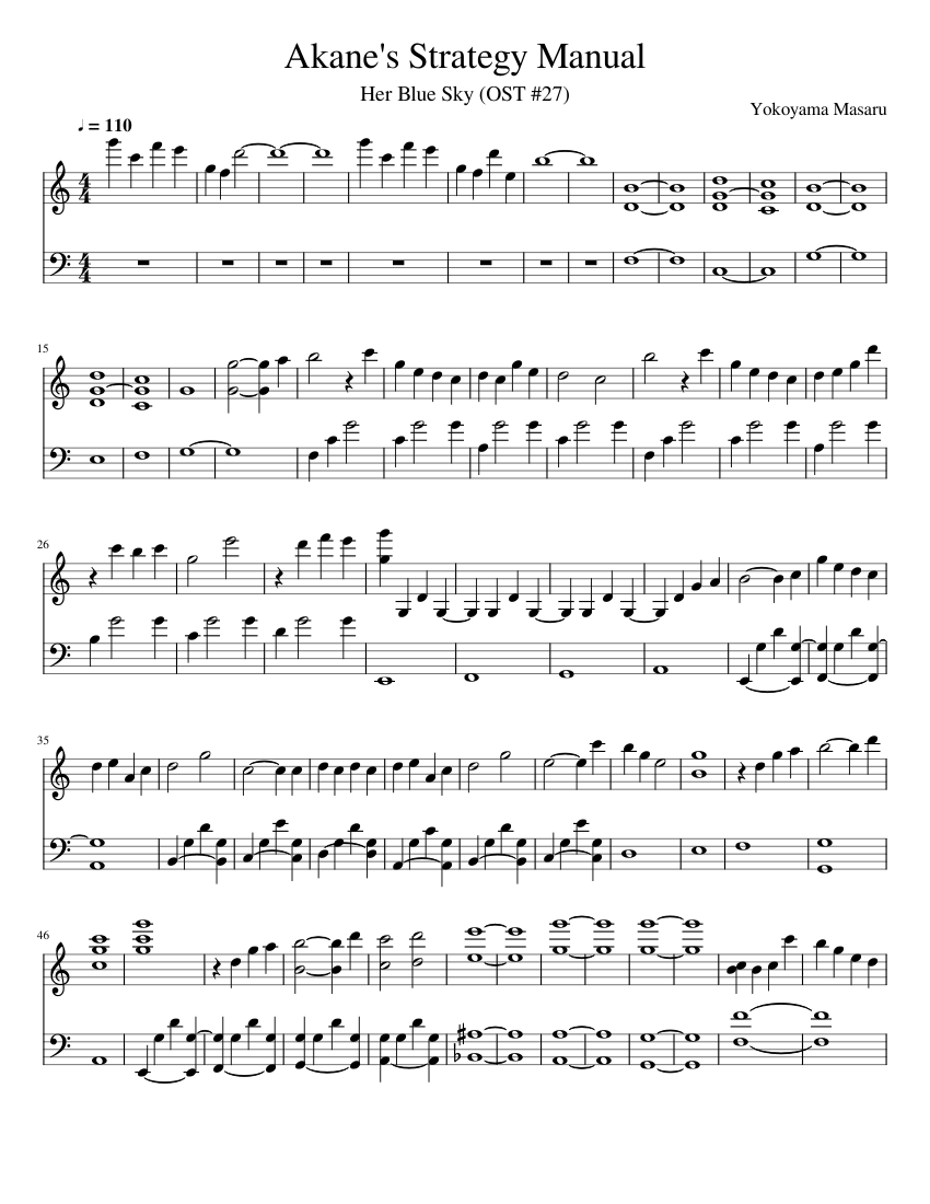 Akane's Strategy Manual from Her Blue Sky Sheet music for Piano (Solo) |  Musescore.com