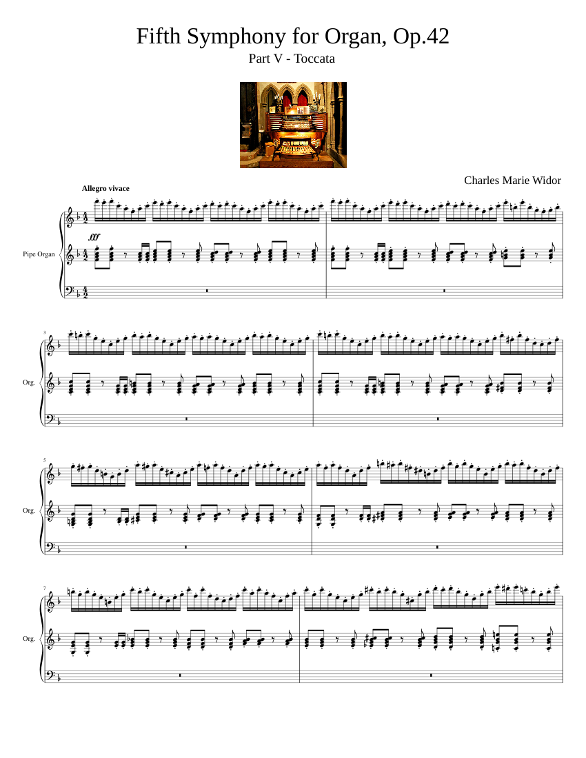 Widor Organ Symphony 5, 5th Movement (Toccata) Sheet music for Organ (Solo) | Musescore.com