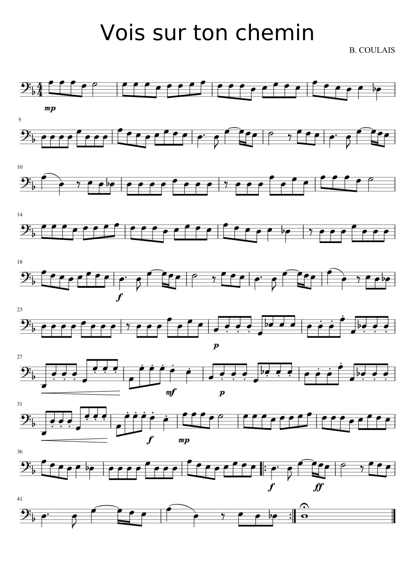 Vois sur ton chemin Sheet music for Cello (Solo) | Musescore.com