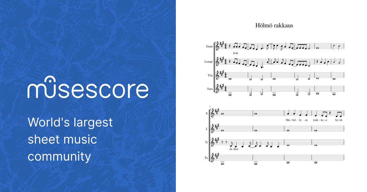 Hölmö rakkaus Sheet music for Soprano, Alto, Tenor, Bass voice (Choral) |  Musescore.com
