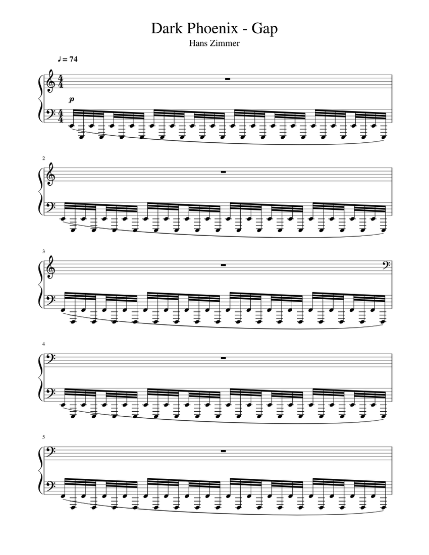 Gap - X-Men: Dark Phoenix by Hans Zimmer - Piano Solo Sheet music for Piano  (Solo) | Musescore.com