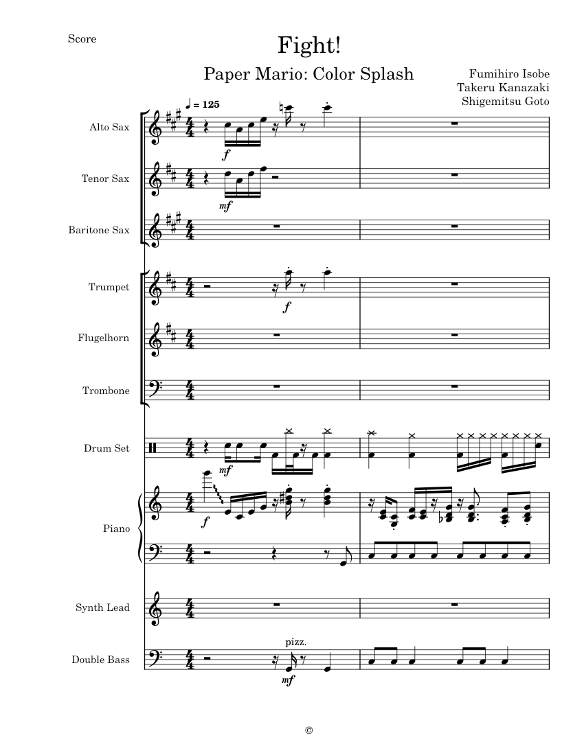 Fight! (Paper Mario: Color Splash) - Transcribed Score Sheet music for ...