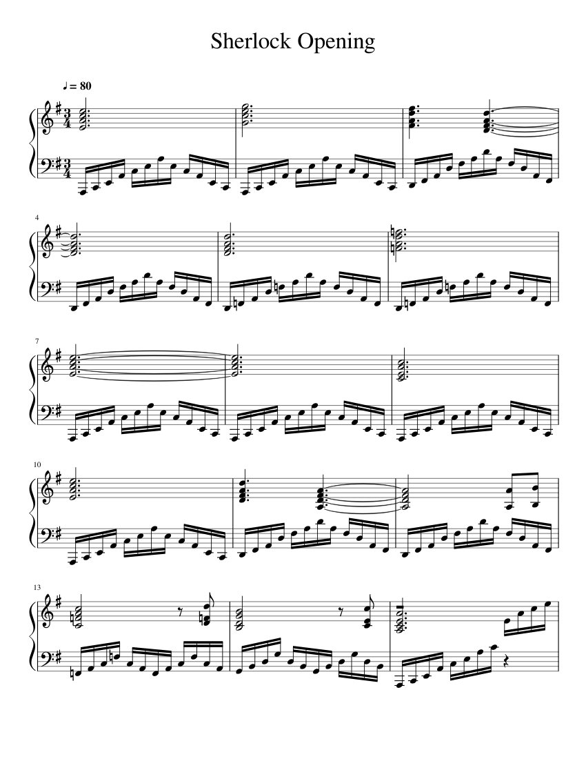 Sherlock Opening Theme Piano Sheet music for Piano (Solo) Easy |  Musescore.com