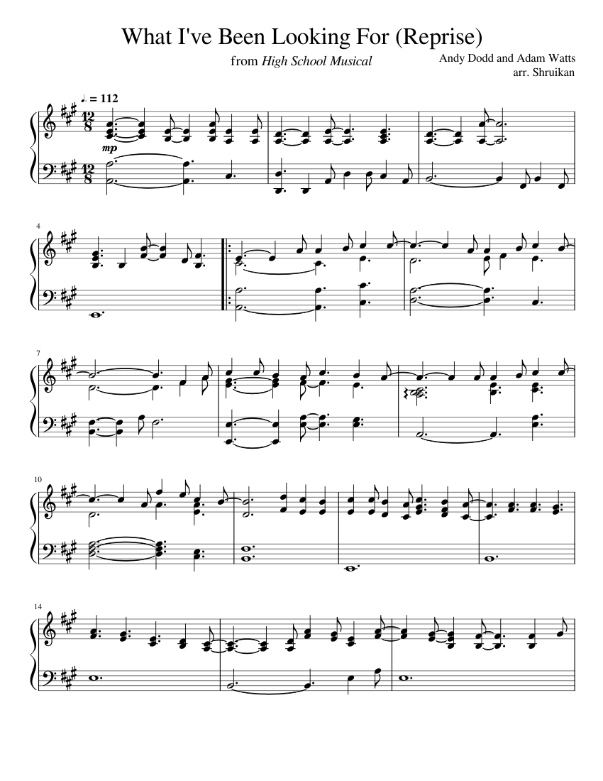 High School Musical-What I've Been Looking For (Reprise) Sheet music for  Piano (Solo) | Musescore.com