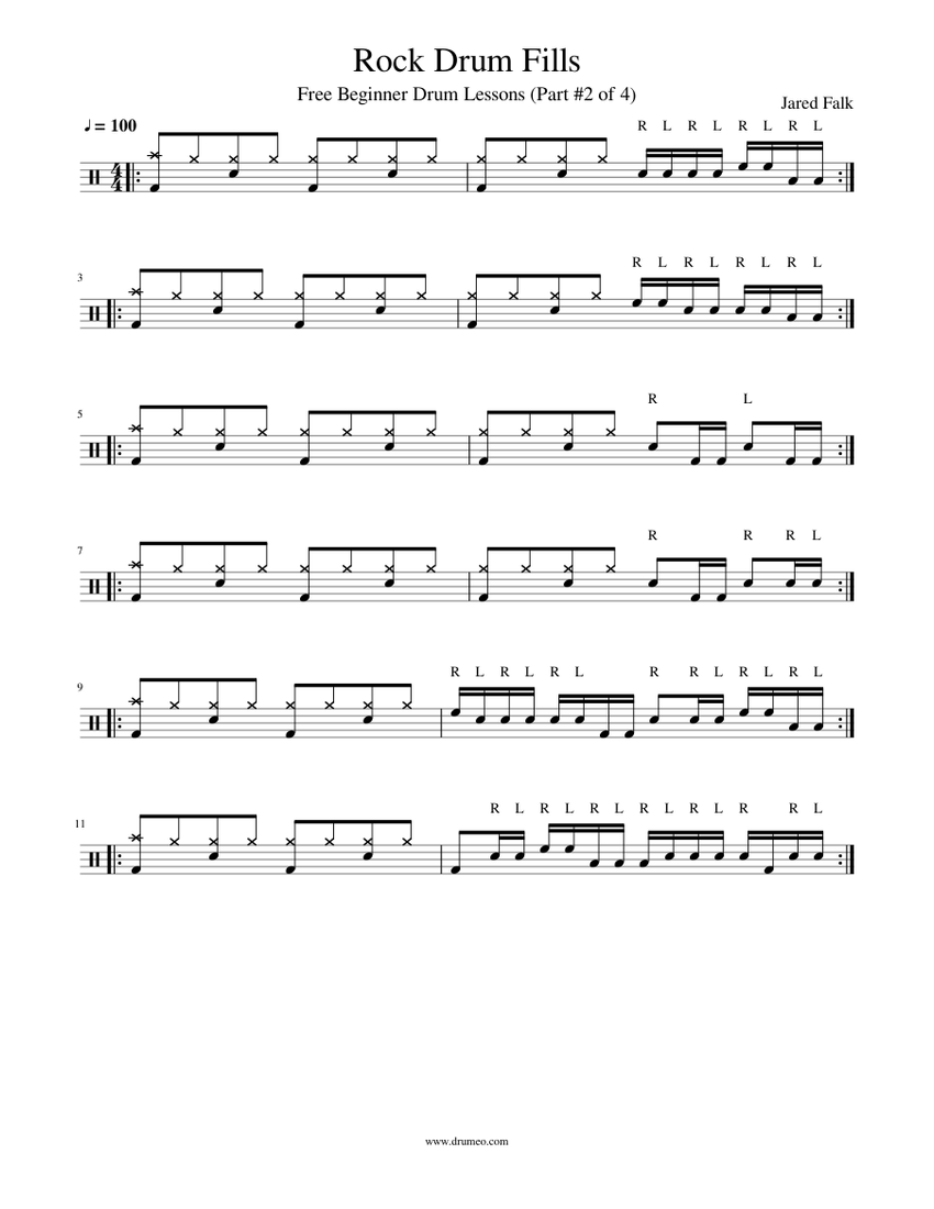 Rock Drum Fills 2 Sheet music for Drum group (Solo) | Musescore.com