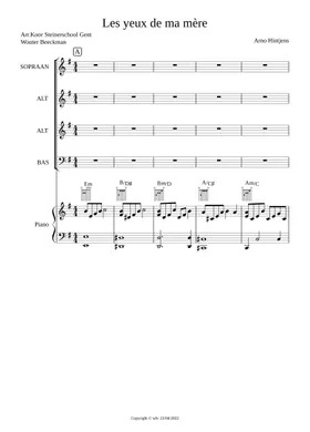 Free Les Yeux De Ma Mère by Arno sheet music | Download PDF or print on  Musescore.com