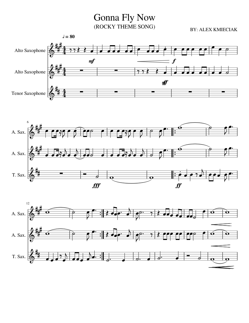 Gonna Fly Now Sheet music for Saxophone (Alto), Saxophone (Tenor)  (Saxophone Ensemble) | Musescore.com