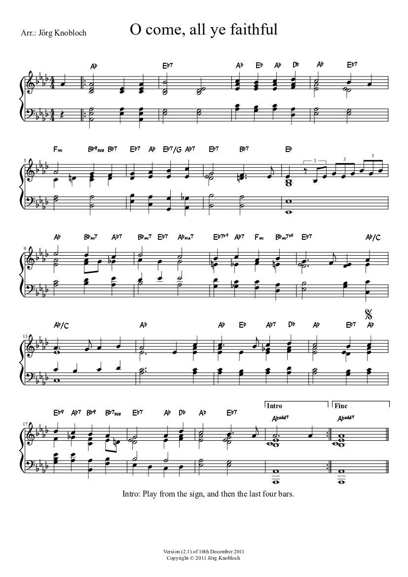 O come, all ye faithful (Adeste fideles) Sheet music for Organ (Solo) |  Musescore.com