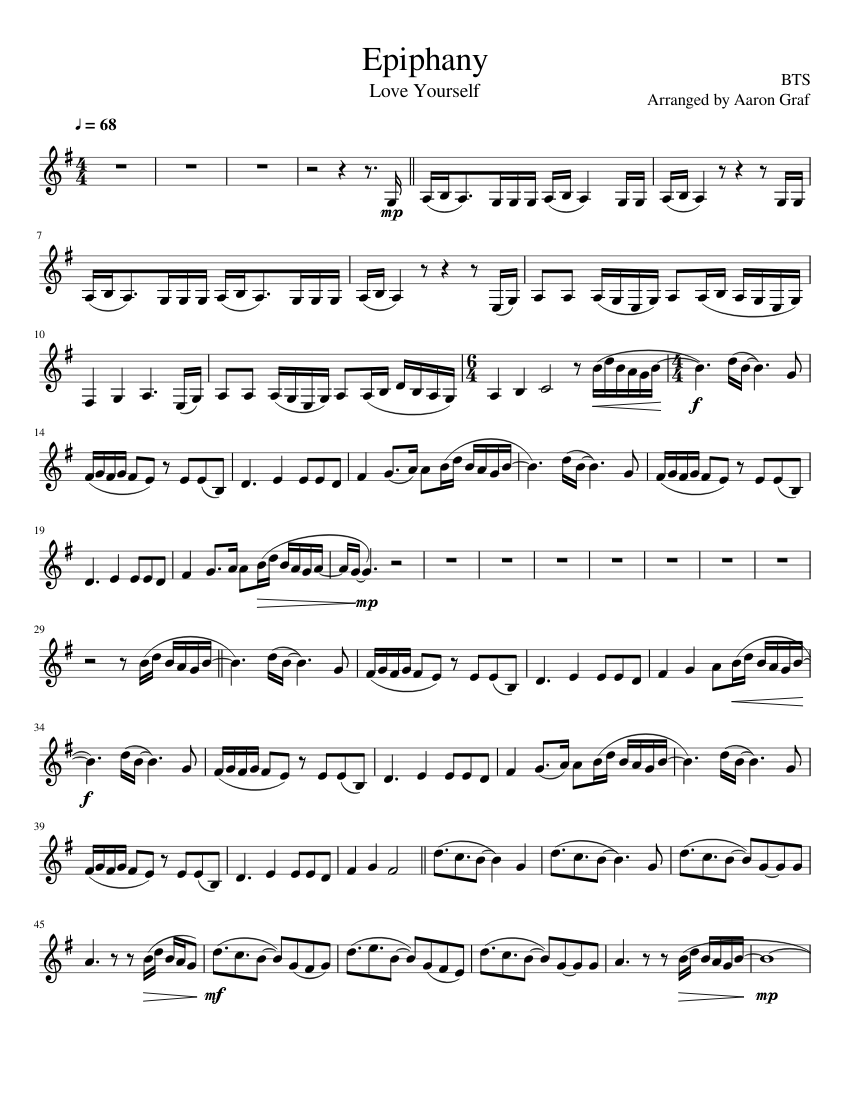 Epiphany - BTS (Bb Clarinet) Sheet music for Clarinet (In B Flat) (Solo