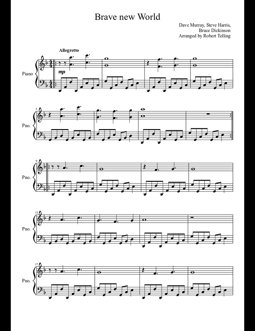 Brave New World sheet music download free in PDF or MIDI