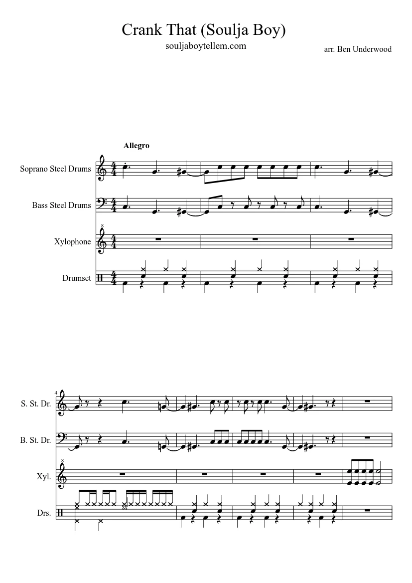 Crank That Soulja Boy Sheet Music Download Free In Pdf Or Midi - 