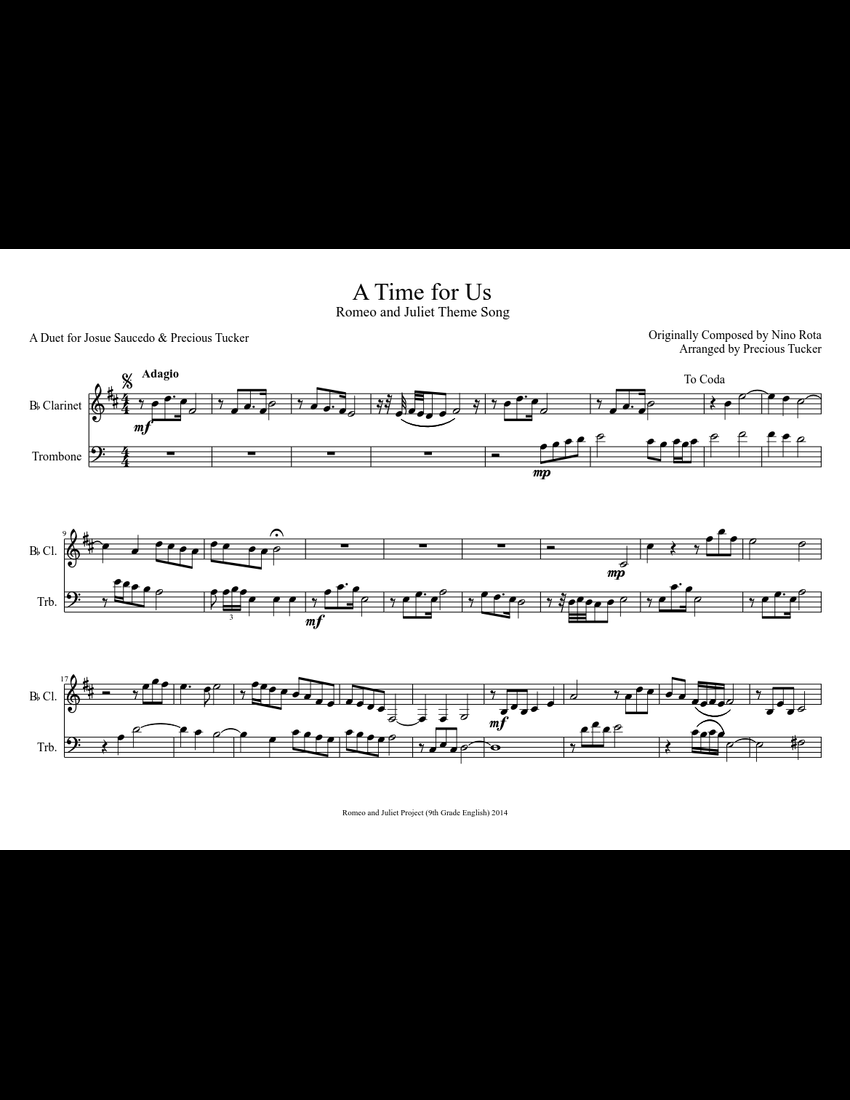 A Time for Us sheet music download free in PDF or MIDI