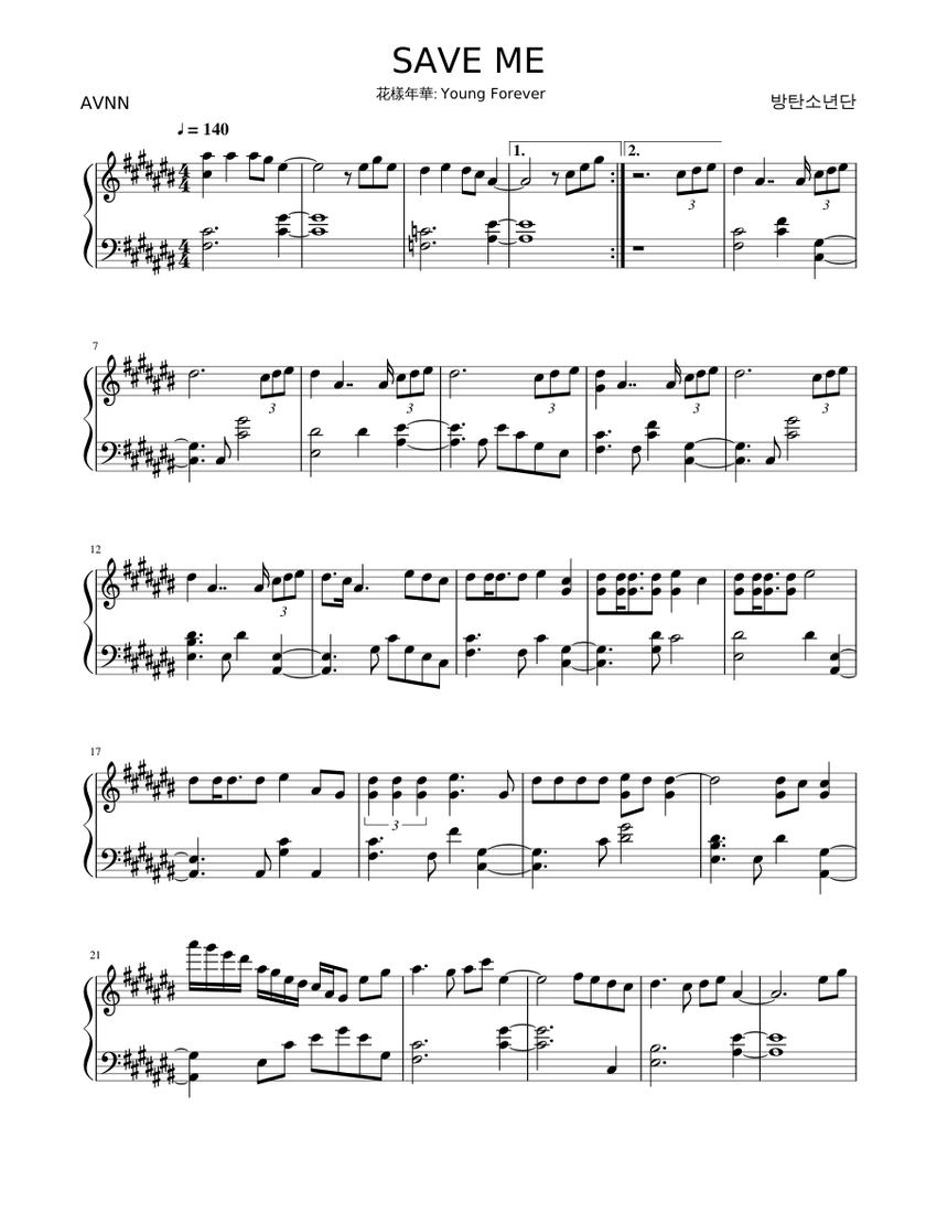 SAVE ME Sheet music for Piano (Solo)