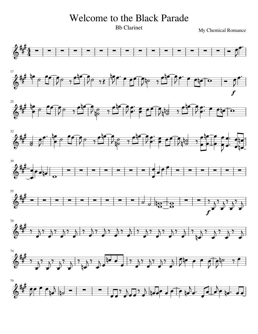 Welcome to the Black Parade Sheet music for Piano (Solo) | Musescore.com