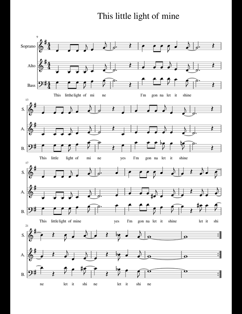845-This little light of mine sheet music for Piano download free in