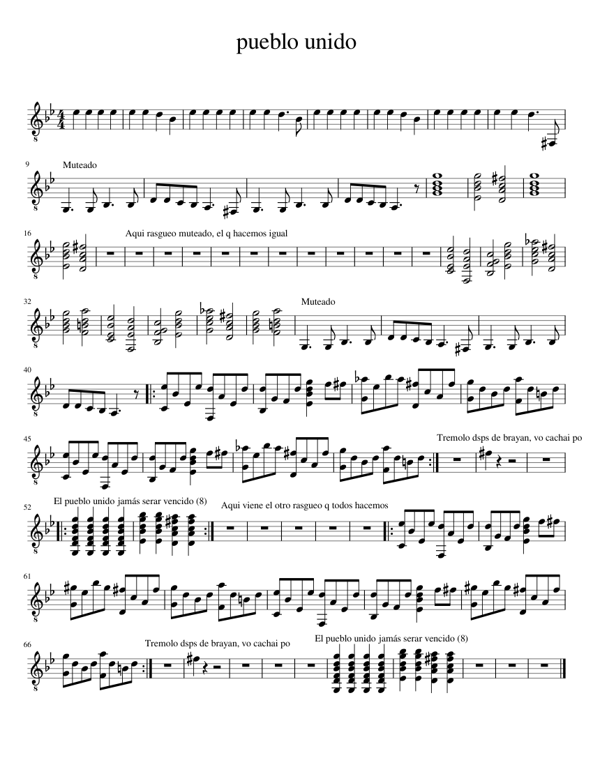 pueblo unido Sheet music for Guitar | Download free in PDF or MIDI ...