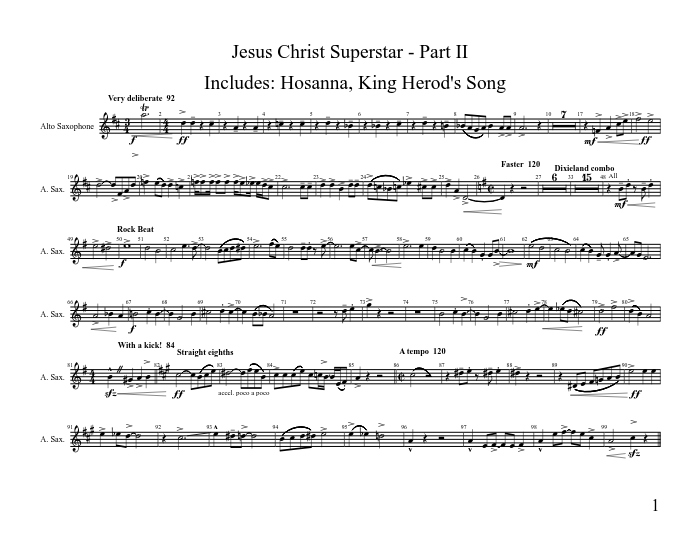 Jesus Christ Superstar - Part II Alto Saxophone Sheet music | Musescore.com