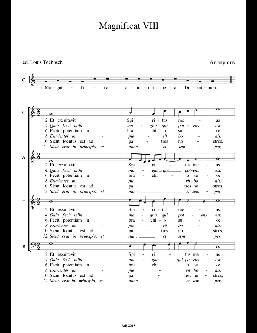 Magnificat Viii Anonymus Sheet Music For Voice Download Free In Pdf