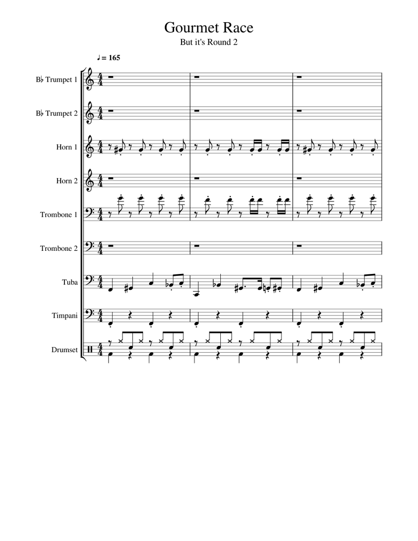 Gourmet Race Sheet music for Trumpet, French Horn, Trombone, Tuba ...