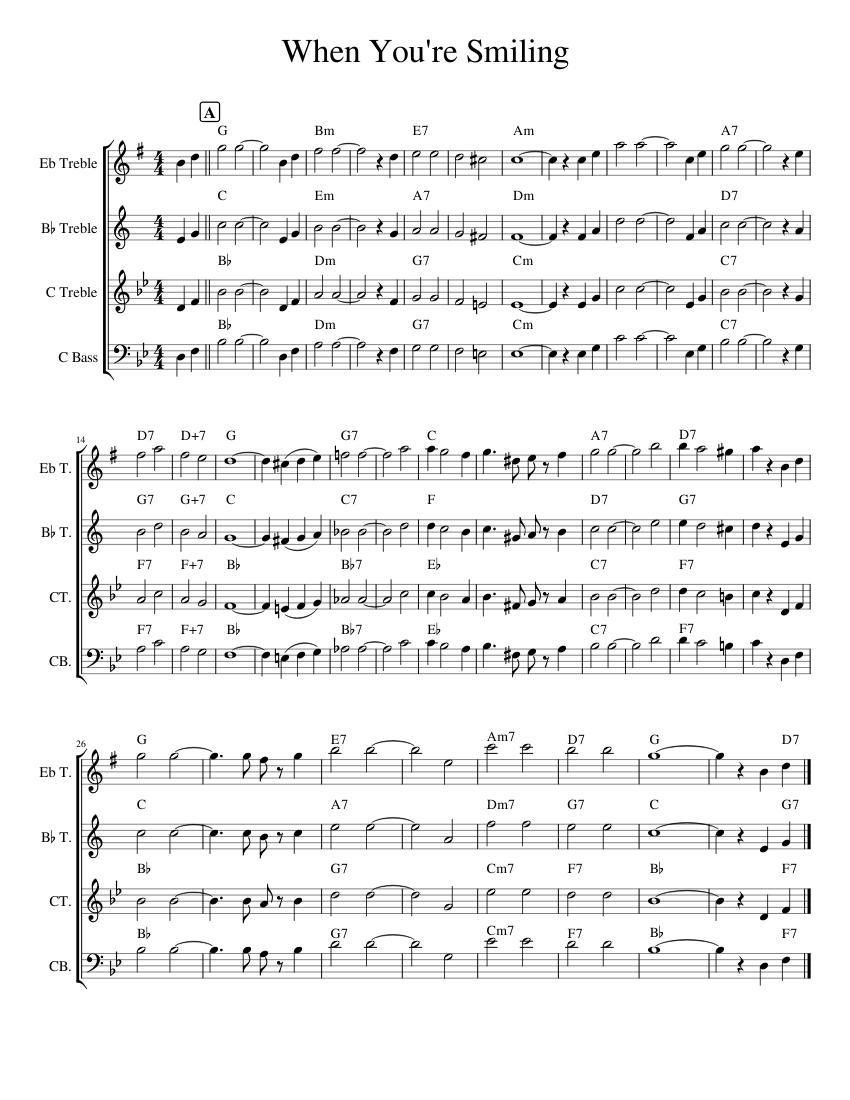 Leadsheet when you re smiling sheet music for trumpet in b flat