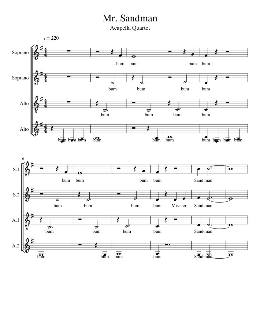 Mr Sandman tutti Sheet music for Piano | Download free in PDF or MIDI