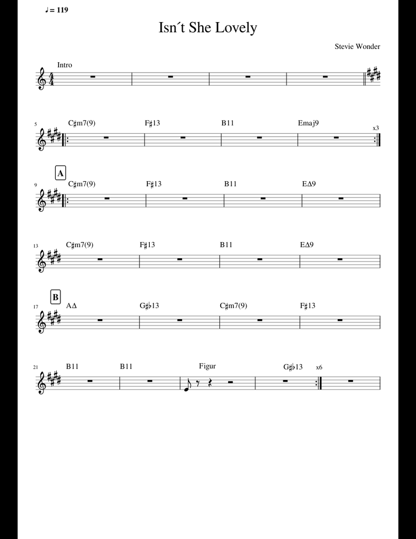 Isn t She Lovely sheet music for Piano download free in PDF or MIDI