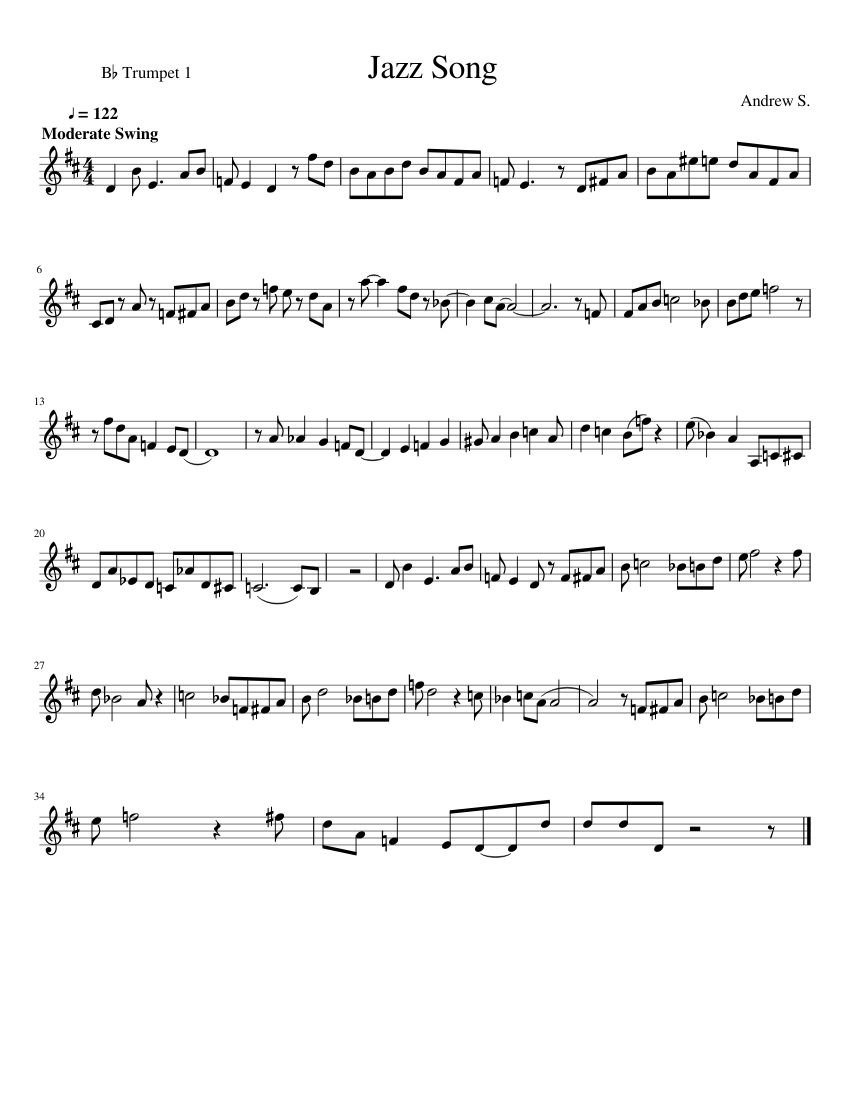 Jazz Song Sheet music for Trumpet | Download free in PDF or MIDI ...