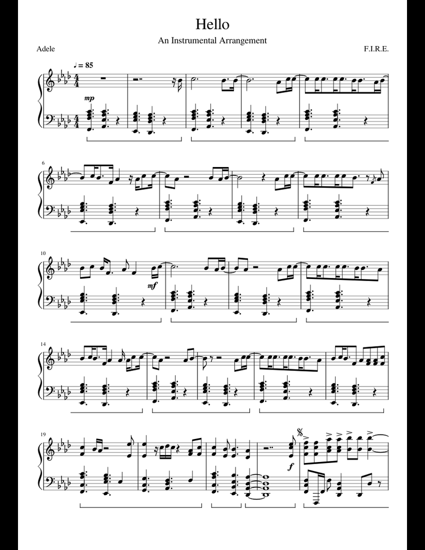 #27 - Adele - Hello sheet music for Piano download free in PDF or MIDI