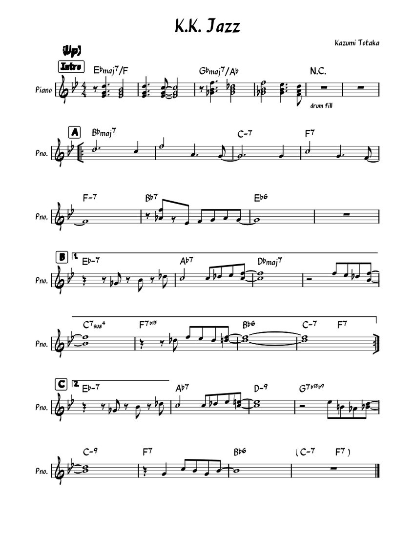 KK Jazz Animal Crossing Sheet music for Piano (Solo) | Musescore.com