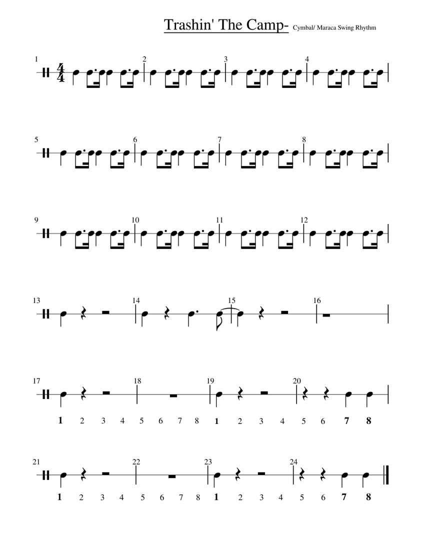 Trashin' The Camp Cymbal/ Maraca Swing Rhythm Sheet music for
