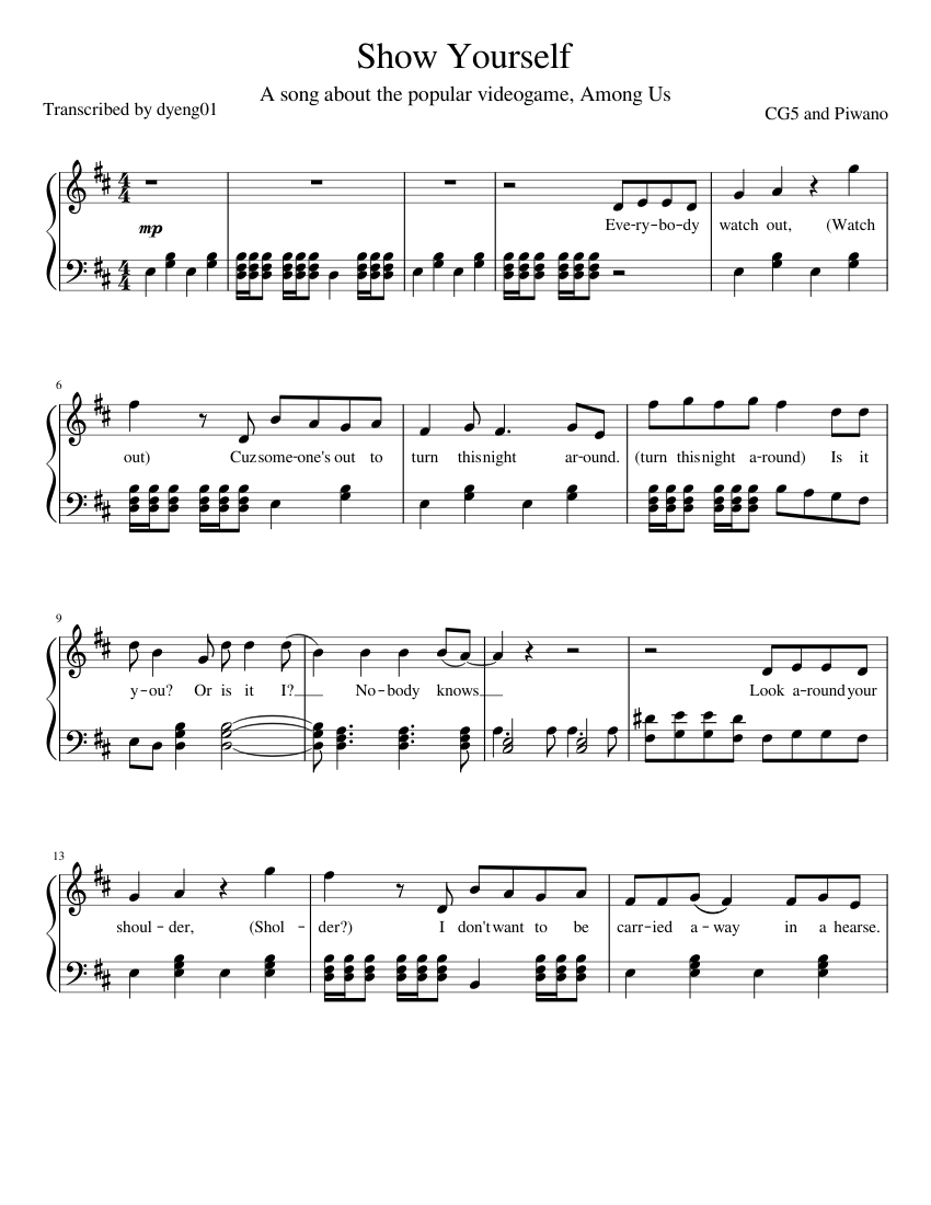 An Among Us song Sheet music for Piano (Solo) | Musescore.com