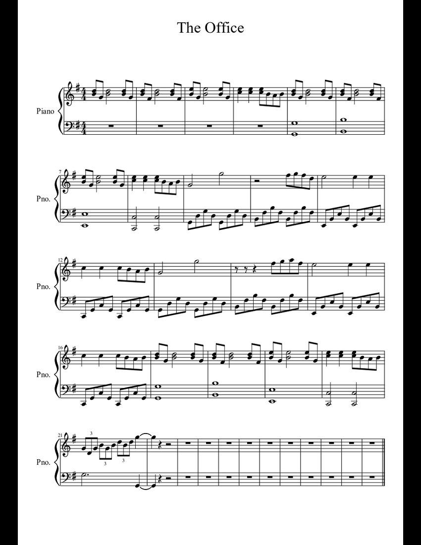 The Office sheet music download free in PDF or MIDI