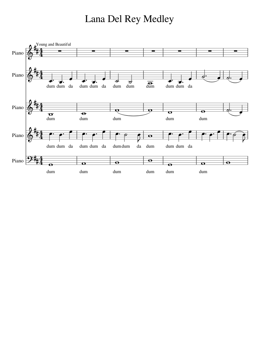 Lana Del Rey Medley Sheet music for Piano | Download free in PDF or