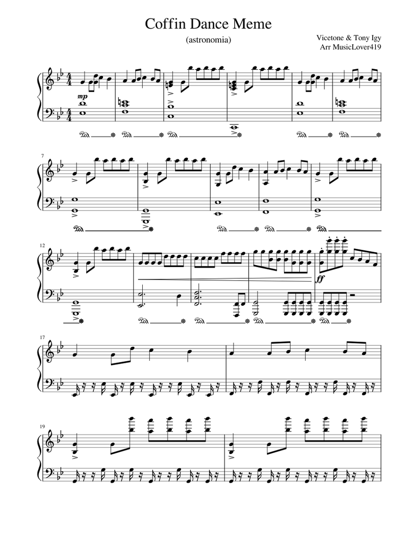 Coffin Dance Meme (piano) Sheet music for Piano | Download free in PDF