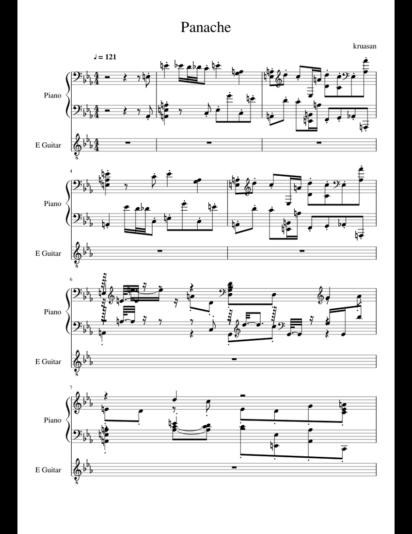 Panachej Notes Panache sheet music for Piano, Guitar download free in PDF or MIDI