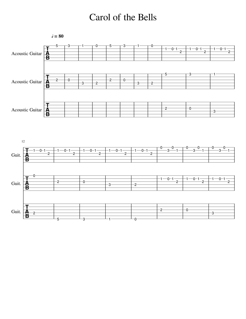 Carol of the Bells Sheet music for Guitar (Mixed Trio) | Musescore.com