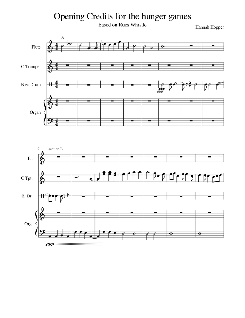 let the games begin Sheet music for Flute, Trumpet, Percussion, Organ
