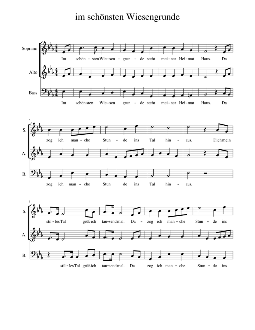 im schönsten Wiesengrunde Sheet music for Bass (Solo) | Musescore.com