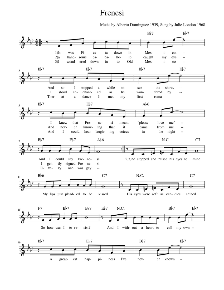 Frenesi sheet music for Piano download free in PDF or MIDI