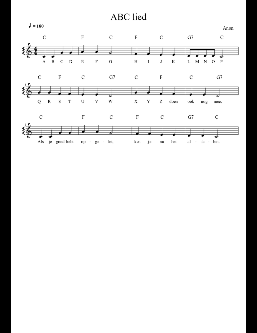 ABC lied sheet music download free in PDF or MIDI