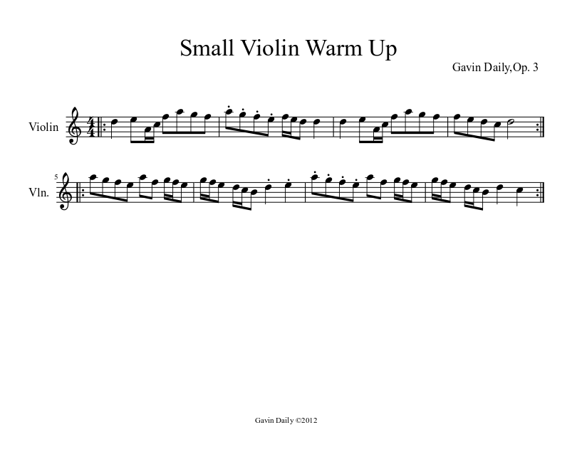 Small Violin Warm Up sheet music download free in PDF or MIDI