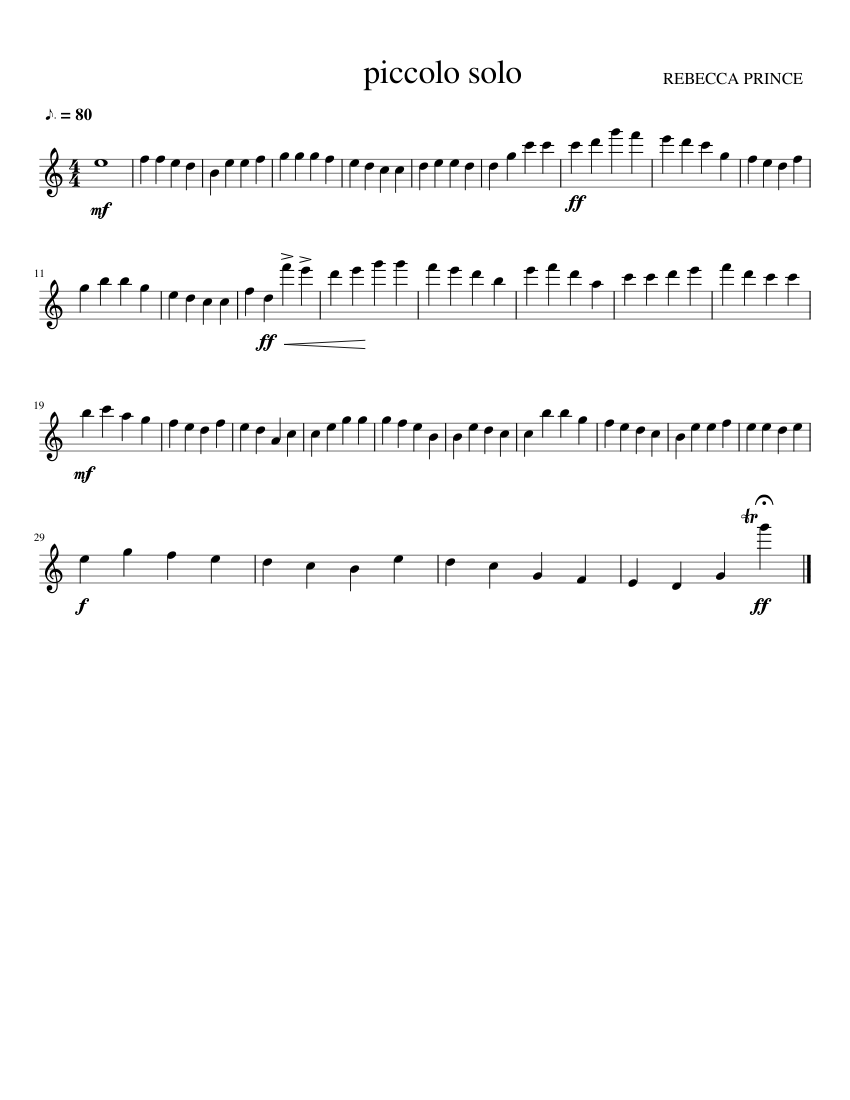 Solo for piccolo 2 Sheet music for Flute (Piccolo) (Solo) | Musescore.com