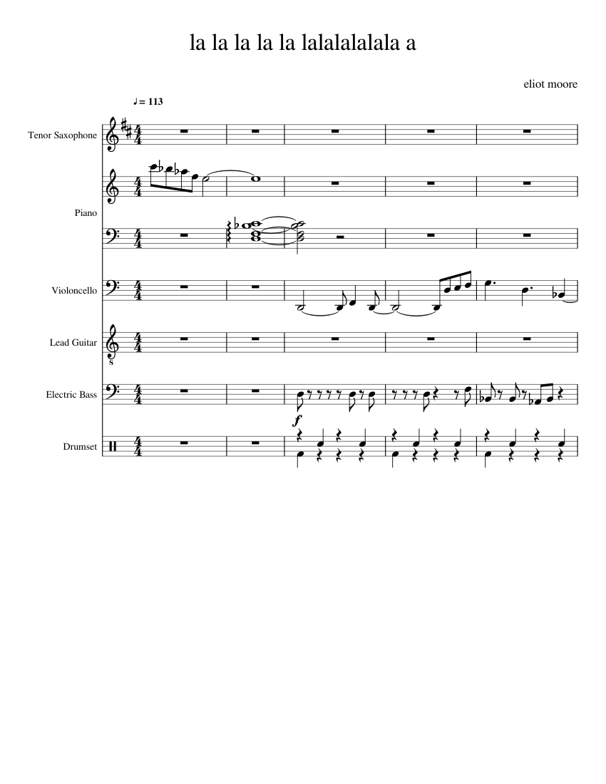La la la la la lalalalalala a Sheet music for Piano, Tenor Saxophone ...