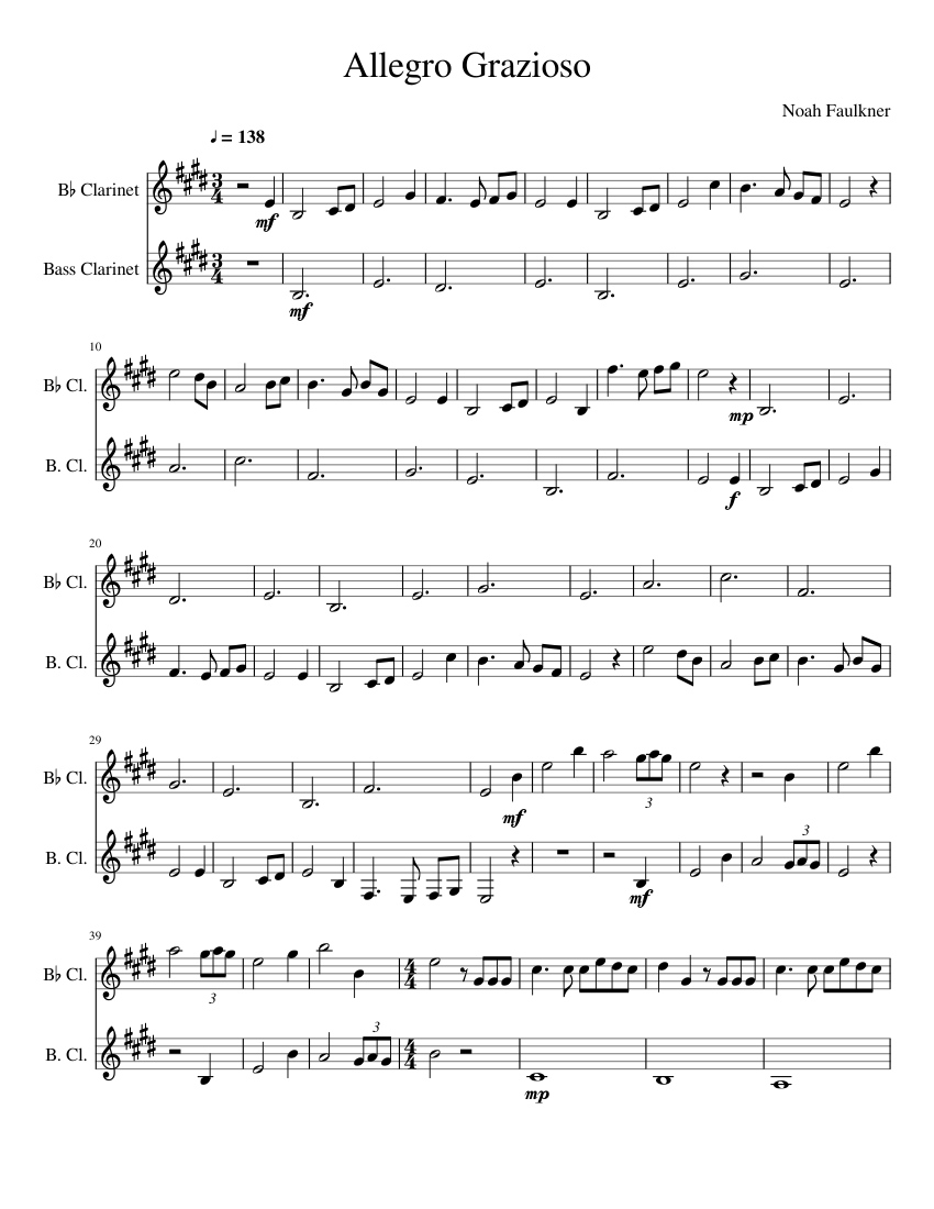Allegro Grazioso Sheet music for Oboe, Bassoon | Download free in PDF
