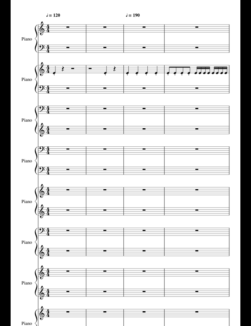 RUSH E BM REMAKE sheet music for Piano download free in PDF or MIDI