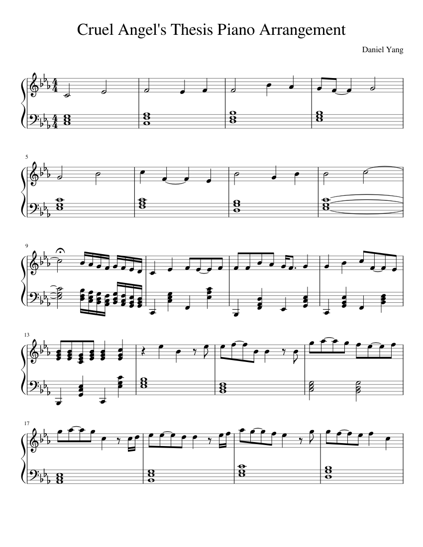 a cruel angel's thesis piano letters